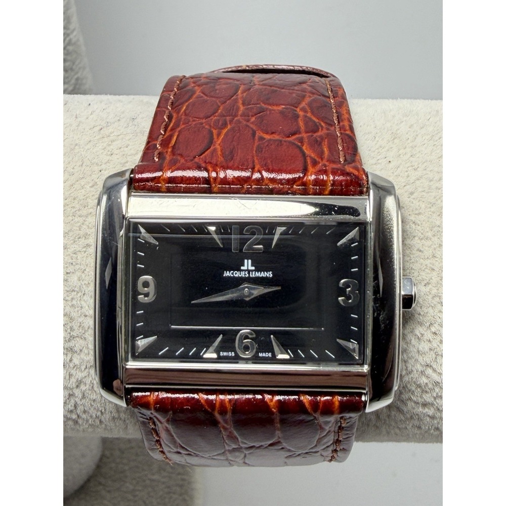 Jacques Lemans 1-1083 New Battery Ladies Watch 36MM 7.25" Leather Band Swiss